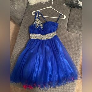 One Shoulder Blue Homecoming Dress